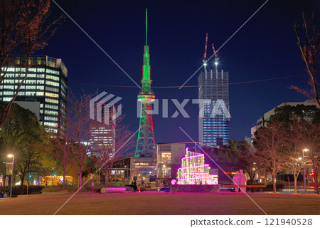 <Aichi Prefecture> Hisaya Odori Park and Nagoya TV Tower lit up at night 121940528