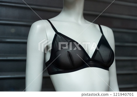 closeup of black bra on mannequin in fashion store for women 121940701