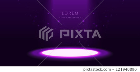 Scene purple glowing with podium glowing neon lights in futuristic. Scene purple glowing with podium glowing neon lights in futuristic. 121940890