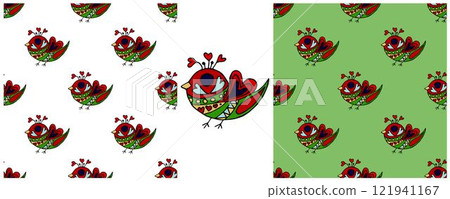 Folk ornament. Set Seamless Patterns 121941167