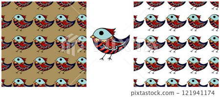 Folk ornament. Set Seamless Patterns Folk ornament. Set Seamless Patterns 121941174