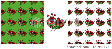 Folk ornament. Set Seamless Patterns 121941175