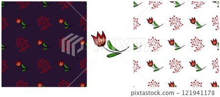 Folk ornament. Set Seamless Patterns 121941178