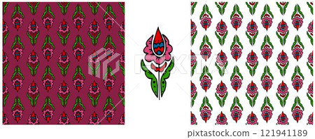 Folk ornament. Set Seamless Patterns 121941189