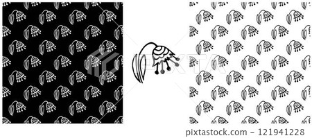 Folk ornament. Monochrome Seamless Patterns 121941228