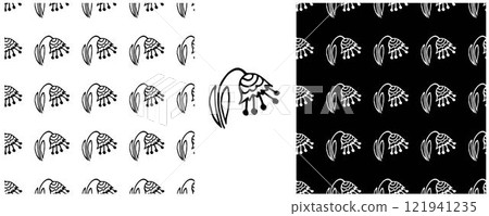 Folk ornament. Monochrome Seamless Patterns 121941235