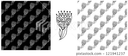 Folk ornament. Monochrome Seamless Patterns Folk ornament. Monochrome Seamless Patterns 121941237