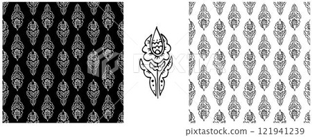 Folk ornament. Monochrome Seamless Patterns 121941239