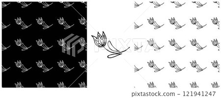 Folk ornament. Monochrome Seamless Patterns 121941247