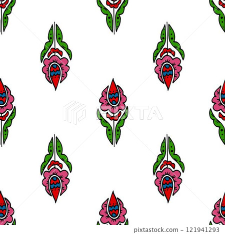 Seamless pattern. Folk ornament. Pattern in hand drawn style Seamless pattern. Folk ornament. Pattern in hand drawn style 121941293