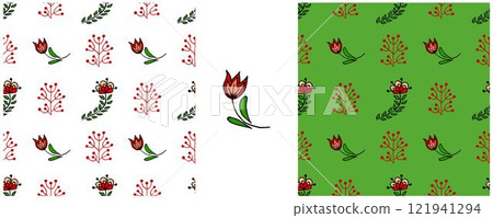 Folk ornament. Set Seamless Patterns Folk ornament. Set Seamless Patterns 121941294