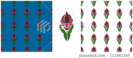 Folk ornament. Set Seamless Patterns 121941295