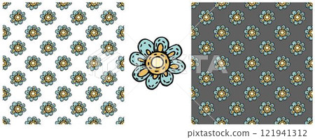 Folk ornament. Set Seamless Patterns 121941312