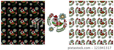 Folk ornament. Set Seamless Patterns 121941317