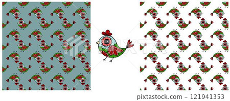 Folk ornament. Set Seamless Patterns Folk ornament. Set Seamless Patterns 121941353