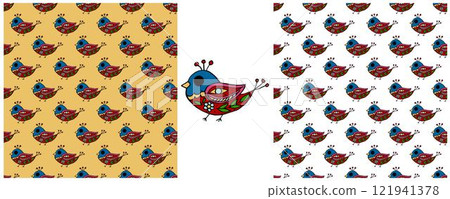 Folk ornament. Set Seamless Patterns 121941378