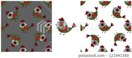 Folk ornament. Set Seamless Patterns Folk ornament. Set Seamless Patterns 121941380