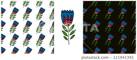 Folk ornament. Set Seamless Patterns 121941391