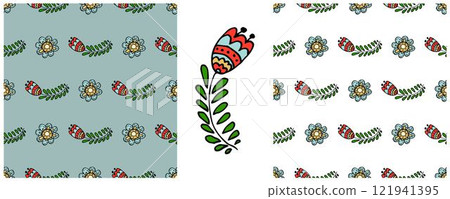 Folk ornament. Set Seamless Patterns 121941395