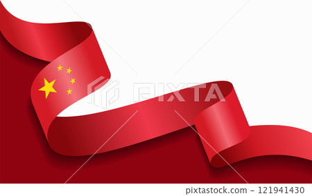 Chinese flag wavy abstract background. Vector illustration. 121941430