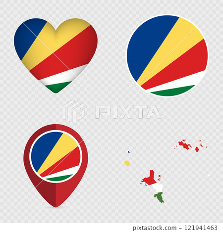 Seychelles Flag Icons Pack. Vector illustration. Seychelles Flag Icons Pack. Vector illustration. 121941463
