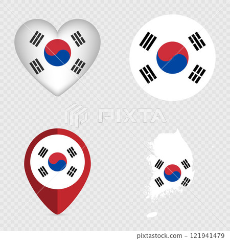 South Korea Flag Icons Pack. Vector illustration. 121941479