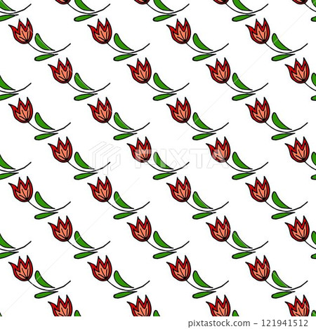 Seamless pattern. Folk ornament. Pattern in hand drawn style 121941512