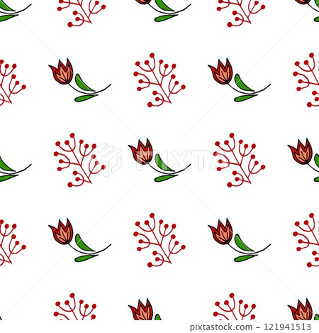 Seamless pattern. Folk ornament. Pattern in hand drawn style 121941513