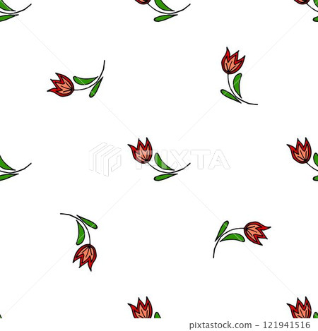 Seamless pattern. Folk ornament. Pattern in hand drawn style Seamless pattern. Folk ornament. Pattern in hand drawn style 121941516