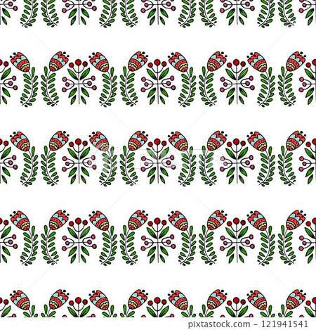 Seamless pattern. Folk ornament. Pattern in hand drawn style Seamless pattern. Folk ornament. Pattern in hand drawn style 121941541