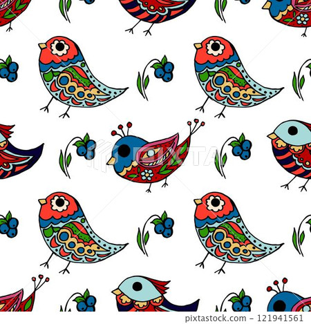 Seamless pattern. Folk ornament. Pattern in hand drawn style Seamless pattern. Folk ornament. Pattern in hand drawn style 121941561