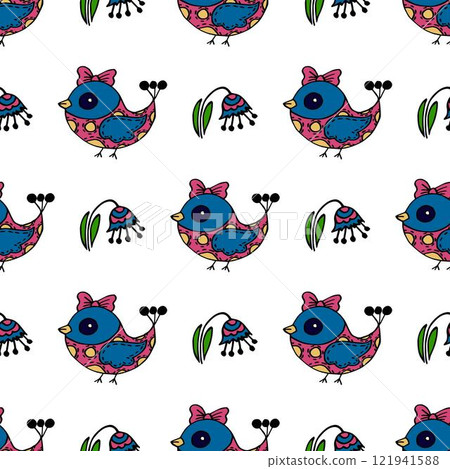 Seamless pattern. Folk ornament. Pattern in hand drawn style Seamless pattern. Folk ornament. Pattern in hand drawn style 121941588