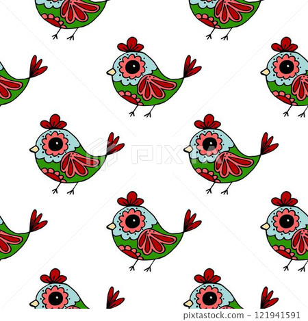 Seamless pattern. Folk ornament. Pattern in hand drawn style Seamless pattern. Folk ornament. Pattern in hand drawn style 121941591