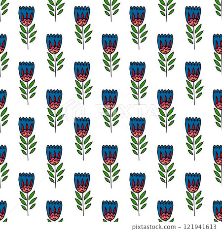 Seamless pattern. Folk ornament. Pattern in hand drawn style 121941613