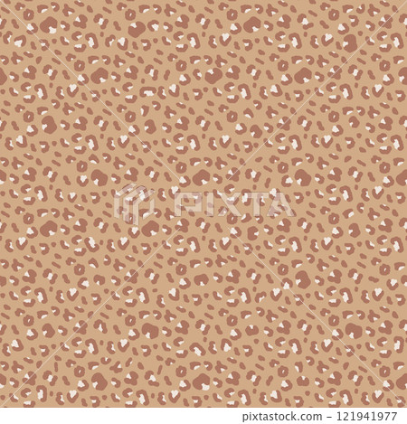 Leopard monochrome seamless pattern. Animal print mocha mouse endless background. Cheetah or panther skin texture repeat cover. Vector hand drawn fabric illustration. 121941977