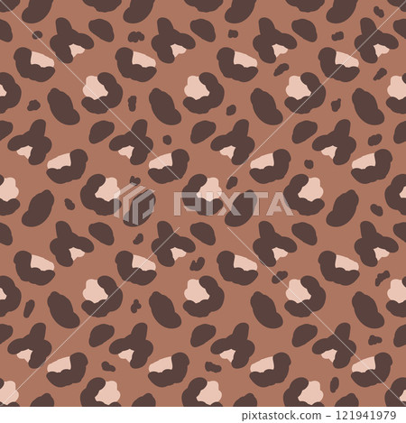 Leopard monochrome seamless pattern. Animal print mocha mouse endless background. Cheetah or panther skin texture repeat cover. Vector hand drawn illustration. Leopard monochrome seamless pattern. Animal print mocha mouse endless background. Cheetah or panther skin texture repeat cover. Vector hand drawn illustration. 121941979