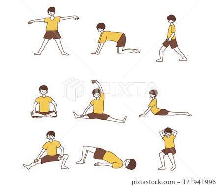 Illustration set of men exercising 121941996