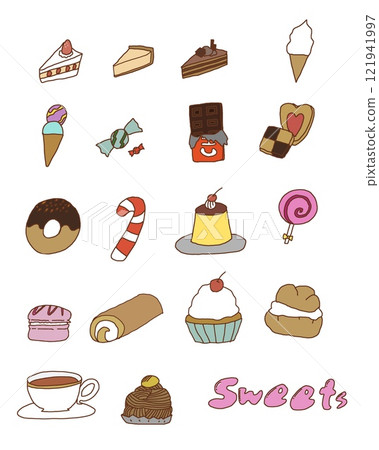 Cute dessert illustration set 121941997