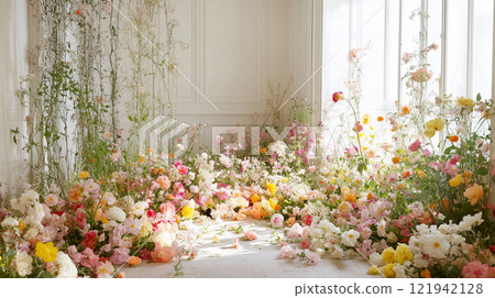 Image of a floral display in a Paris apartment Image of a floral display in a Paris apartment 121942128