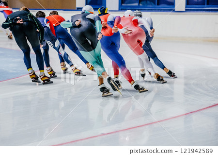 training speed skating group athletes 121942589