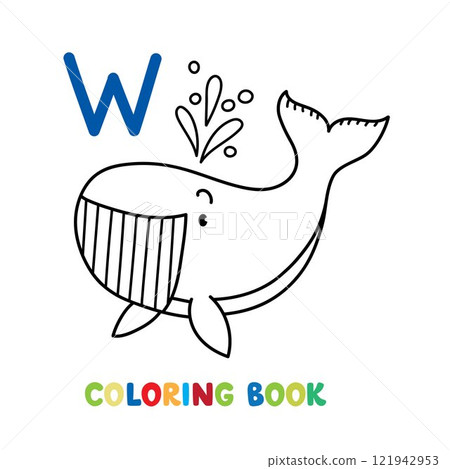 Funny whale. Animals coloring book for kids 121942953