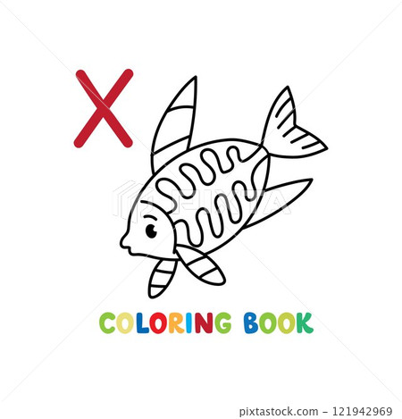 Funny x-ray fish . Animals coloring book for kids 121942969