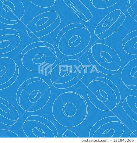 Mechanical engineering drawings on blue background. Cutter, assembly tool with replaceable multi-faceted plate. Technical Design. Cover. Blueprint. Vector illustration. 121943200