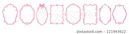 Love doodle frame set, watercolor cute Valentine day border, vector pink heart wedding card design. Love doodle frame set, watercolor cute Valentine day border, vector pink heart wedding card design. 121943622