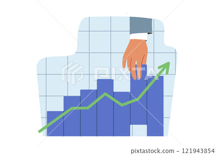 Successful investment management to increase profits, demonstrated by hand investor pulling chart up Successful investment management to increase profits, demonstrated by hand investor pulling chart up 121943854