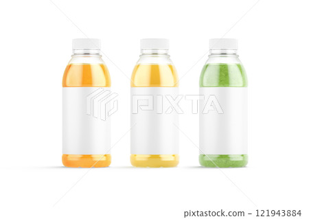 Blank 16 oz plastic bottle orange, pineapple and kiwi juice mockup Blank 16 oz plastic bottle orange, pineapple and kiwi juice mockup 121943884