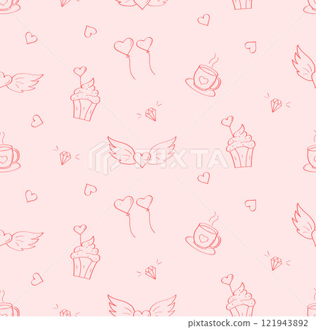 Seamless pattern of love symbols. Background concept of valentine's day or wedding. Vector illustration. 121943892