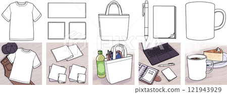 Illustration of a blank pen and sticky notes and examples of their use Illustration of a blank pen and sticky notes and examples of their use 121943929