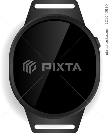 Modern Black Smartwatch Blank Template with Sleek Circular Design 121943950