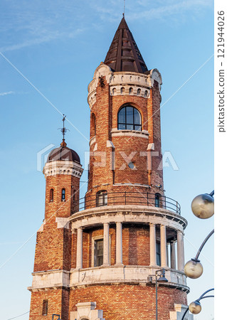 Belgrade, Serbia. April 29th 2024. Top of the Gardos tower in the district of Zemun in Belgrade. Belgrade, Serbia. April 29th 2024. Top of the Gardos tower in the district of Zemun in Belgrade. 121944026